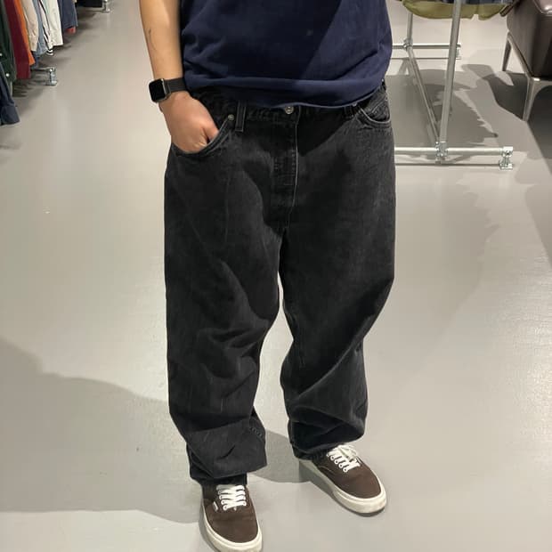 리바이스 550 오렌지탭 흑청 데님 팬츠  