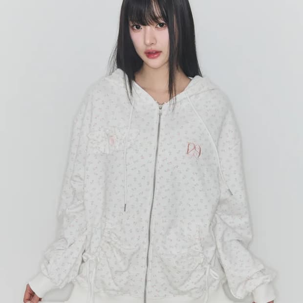 일리고 퓨어 프릴 후드 집업 플라워