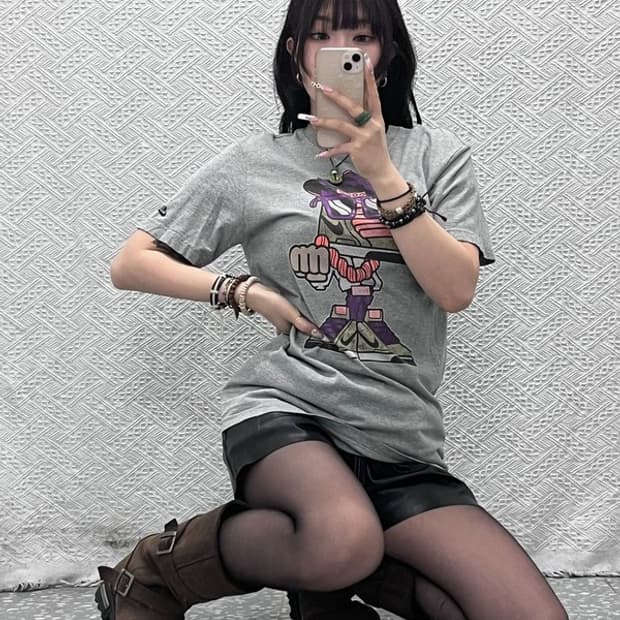 나이키 빈티지 스트릿 키치 카툰 프린팅 반팔티 S C11395