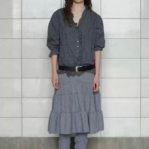 비아플레인 빅토리아 체크 블라우스