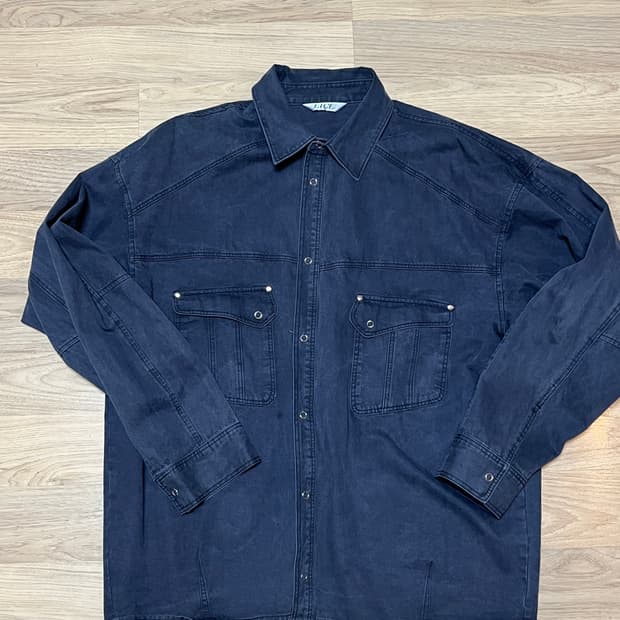 ETCE 헤링본 워싱 포켓 셔츠 L