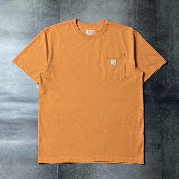 CARHARTT 칼하트K87 오렌지 포켓 반팔 티셔츠 A01088