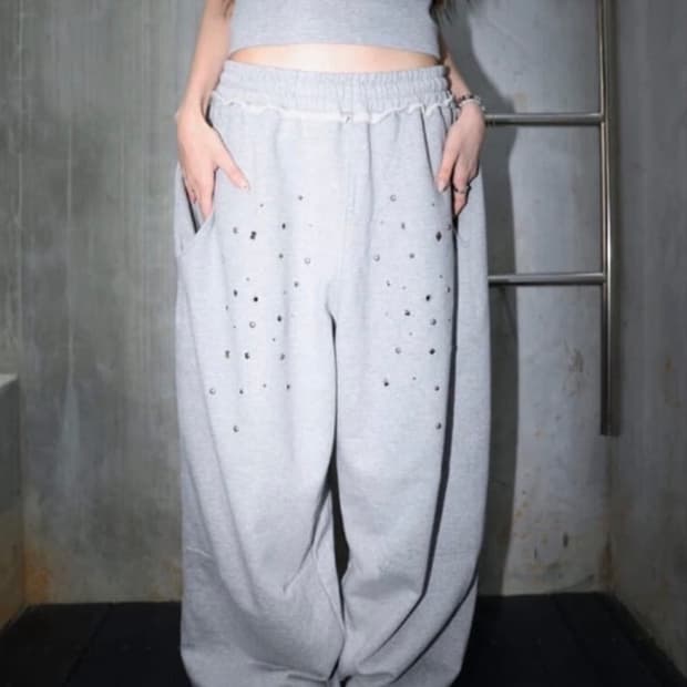 알디유 스터드팬츠 그레이