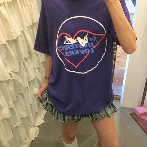 히스테릭글래머 청보라 루즈넥 반팔티