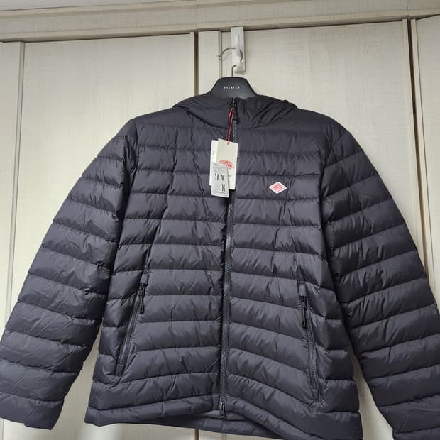 단톤 남성 미들다운후드자켓 블랙 L사이즈(새상품)