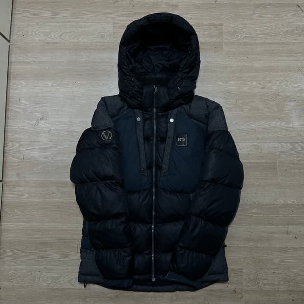 K2 아웃도어 구스다운 와펜 후드 패딩 점퍼 [블랙] M/95