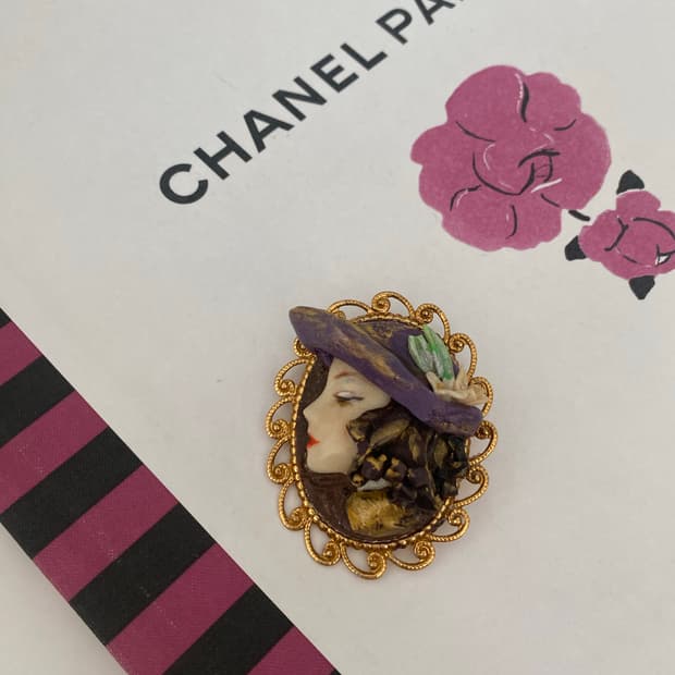 빈티지 레이디 카메오 까메오 브로치