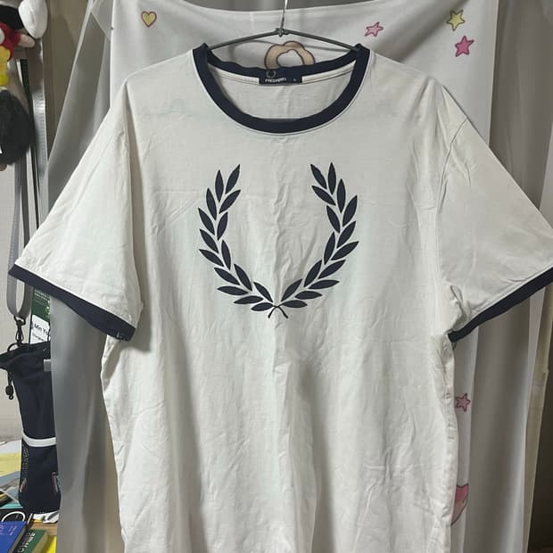 프레드페리 화이트 네이비 링거티 XL