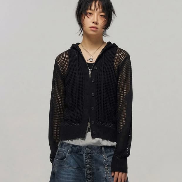 스키즘인듀싱 크로스 메쉬 후드집업 고스펑크고딕다크웨어 유니섹스