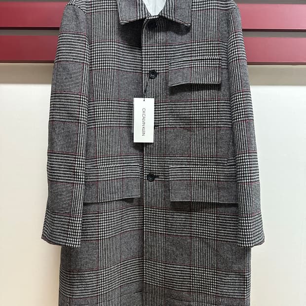 [새상품] 캘빈클라인 글렌 체크 오버핏 울코트