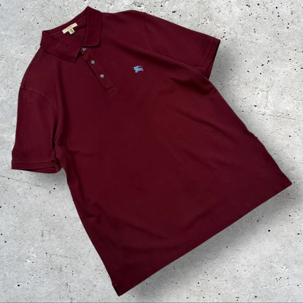 [2XL] 버버리 반팔 폴로 셔츠 버건디 D154