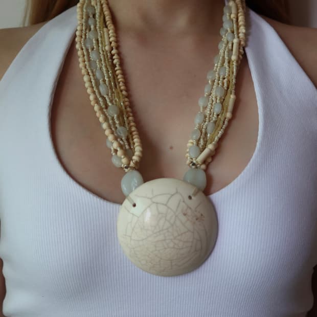 ivory disc multi-strand necklace