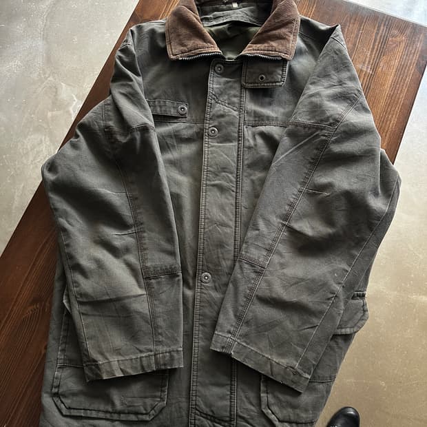 올리브 워싱 캔버스 헌팅 자켓