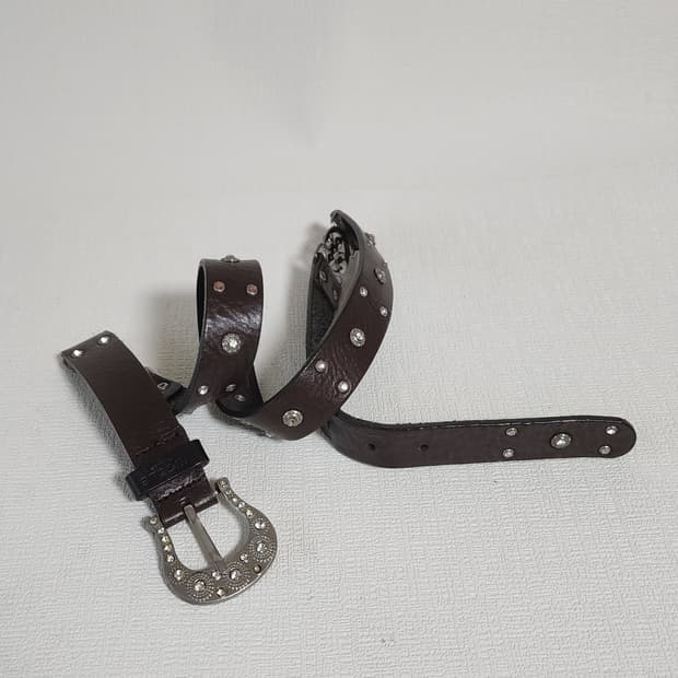 니콜 통가죽 큐빅 징 여성 벨트