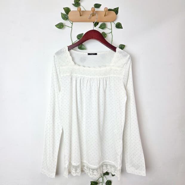 comfort basic 스퀘어넥 도트 슬리브