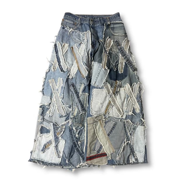 (30) 리바이스 중청 빈티지 커스텀 패치워크 데님 팬츠 