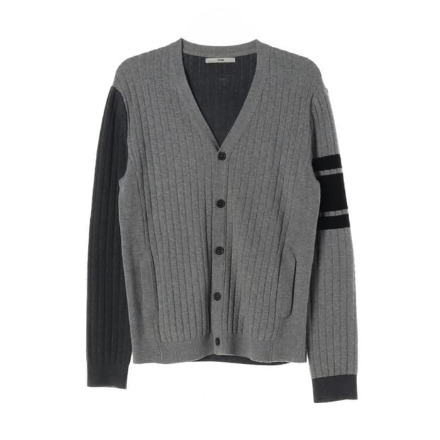 SYSTEM 배색 니트 가디건 L