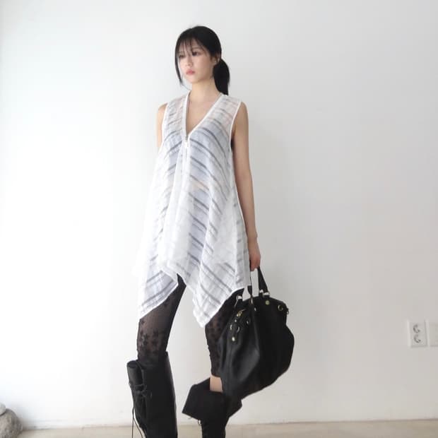 DEMOO PARKCHOONMOO zip detail sheer vest