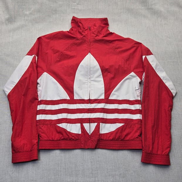 아디다스 트레포일 바람막이 자켓 레드