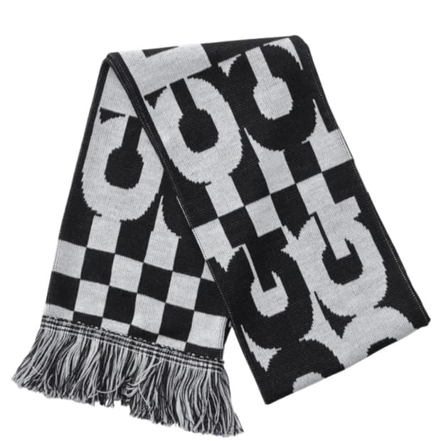 CDG 로고 체크 머플러 화이트 블랙