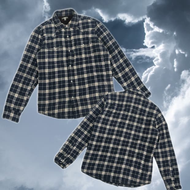 재팬 유니클로 네이비 체크 양털 폭닥 코튼 셔츠 빈티지 그런지 핀터