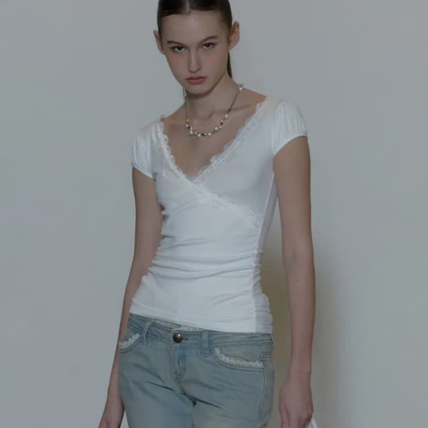 스컬프터 레이스 티셔츠 화이트 M