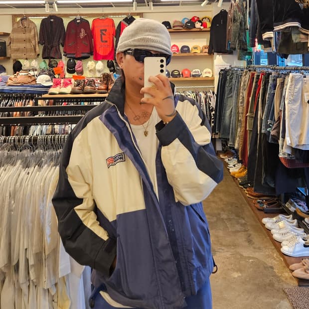 (XL)00's 폴로 컬러블록 나일론 윈드브레이커