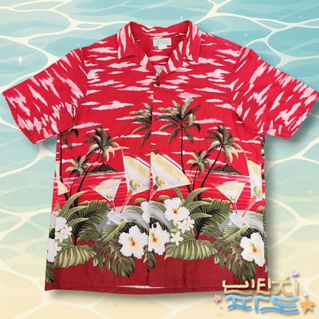 XL 80s kolekole 하와이안 반팔셔츠