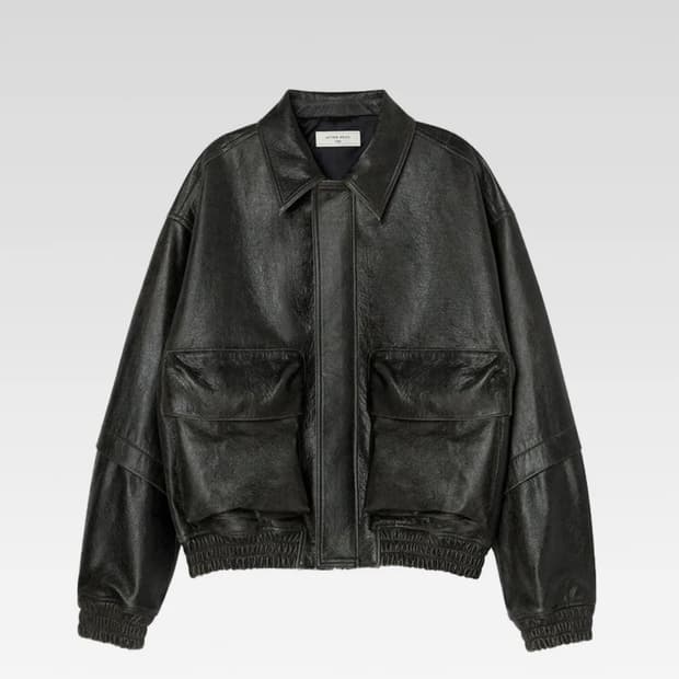 오버사이즈드 레더 블루종 블랙 [S]