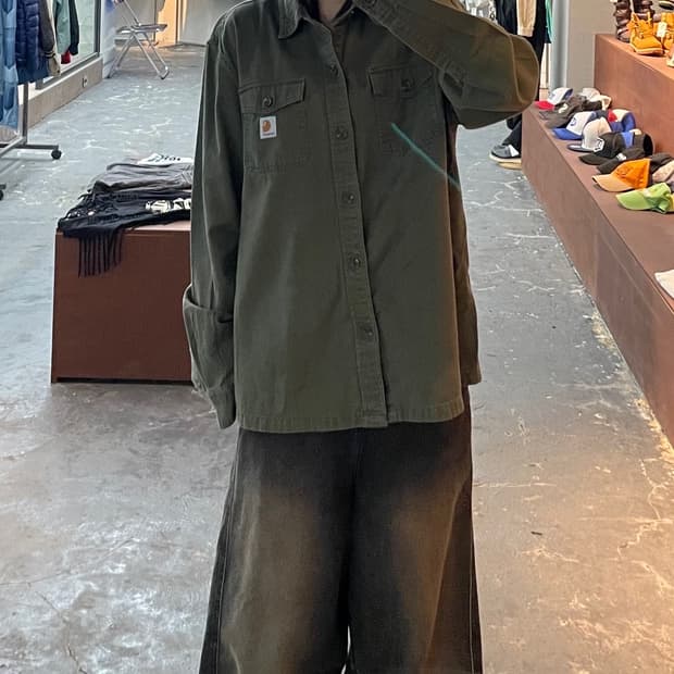 칼하트 투 포켓 카키 워크 셔츠 H1029
