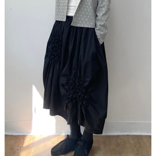 피에브레 셔링 펌킨 스커트 