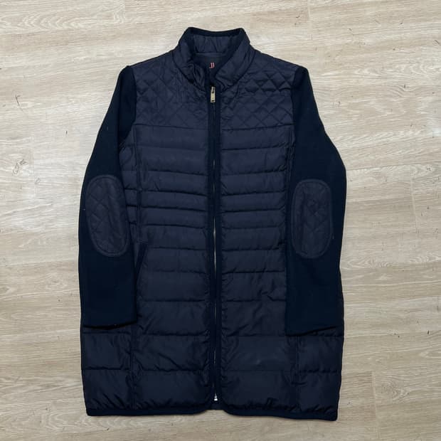 지고트 여성 구스다운 니트 배색 경량 롱패딩 [블랙] 88-90-160