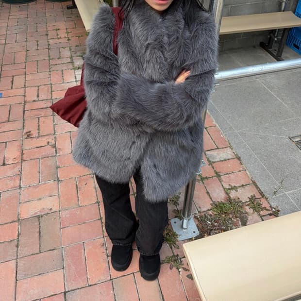 Fur jacket gray