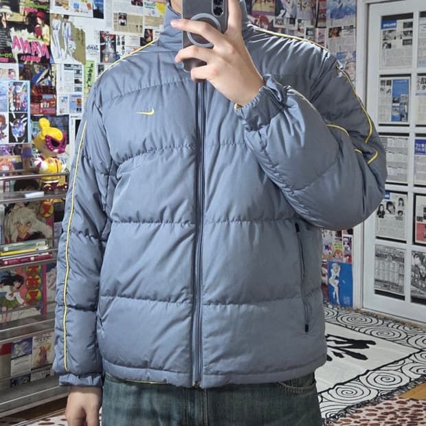 나이키 00S 라이트 블루 리버시블 덕다운 패딩