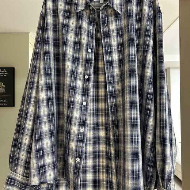 오엑스스튜디오 블루 체크셔츠(상태최상)