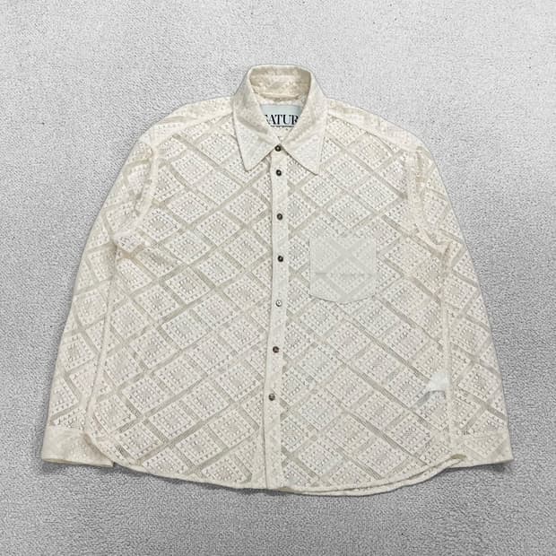 세터 Satur 크로셰 아가일 코튼 메쉬 셔츠 아이보리