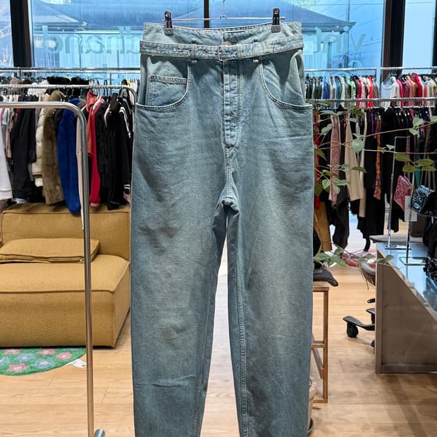 이자벨마랑 데님 하이라이즈 벨티드 팬츠 