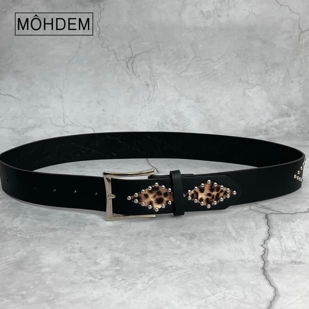 [Unisex] 호피 찡 레오파드 스터드 벨트