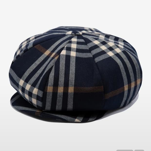 새상품) 로맨틱크라운 클래식 체크 뉴스보이 캡 베레모 네이비