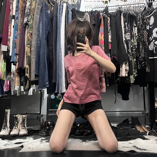 버버리 레드 스트라이프 반팔