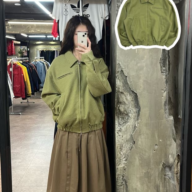 빈티지 투웨이 카라 집업 자켓 그린 #csz2350