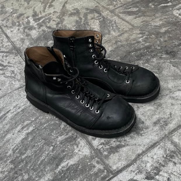 요지야마모토 뿌르옴므 매트블랙 바이커 부츠