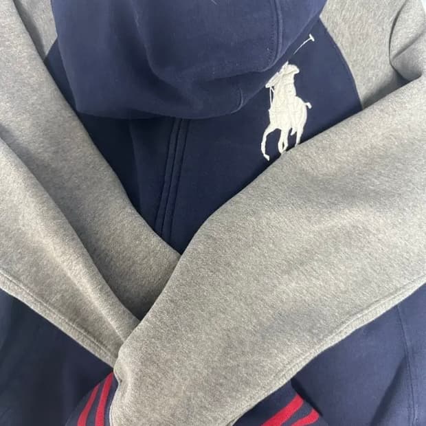 구해요) 폴로 빅포니 배색 후드집업