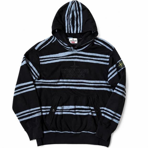스톤아일랜드x슈프림 스트라이프 후드