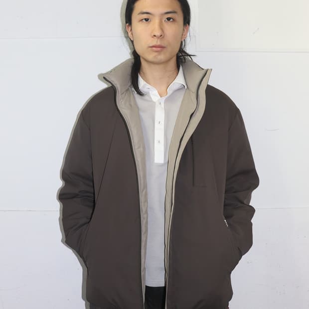 입생로랑 카키 베이지 리버서블 패디드 자켓