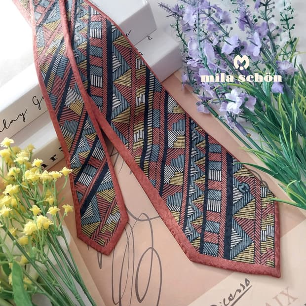 밀라숀 실크 와인 기하 패턴 넥타이 8.5cm A+등급 K1352
