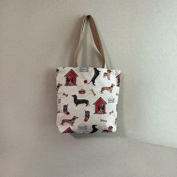 핸드메이드 닥스훈트 토트에코백