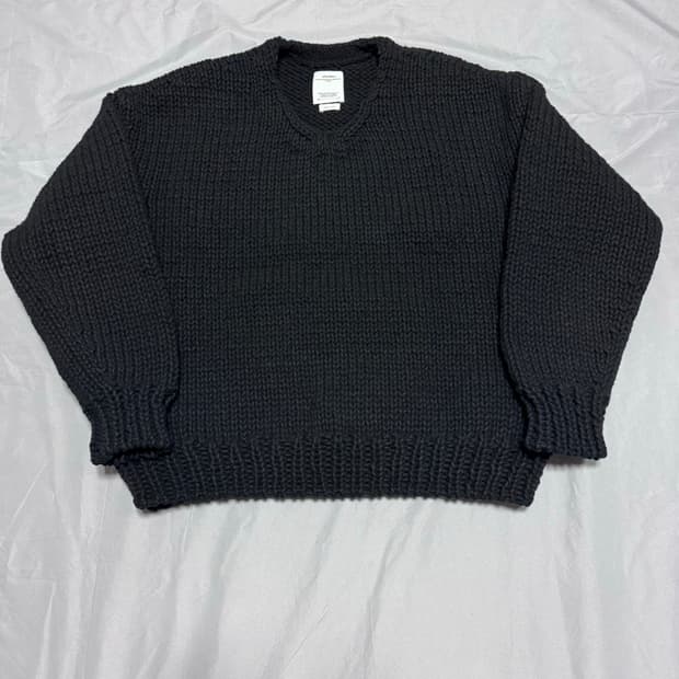 [3] 비즈빔 앰플러스 브이넥 핸드니트 블랙