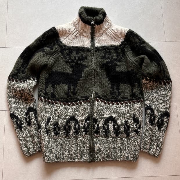 100프로 울 핸드메이드 코위찬 집업 가디건 M