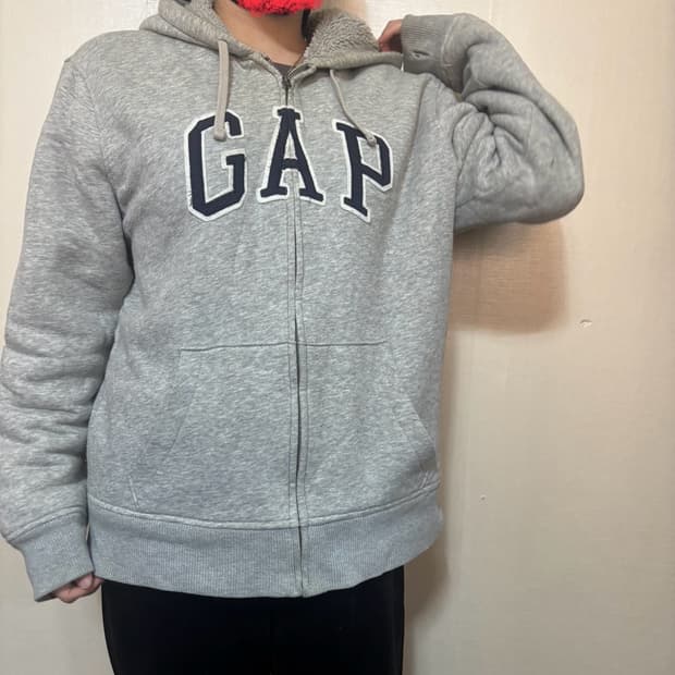 갭 GAP 로고 후드 집업 그레이